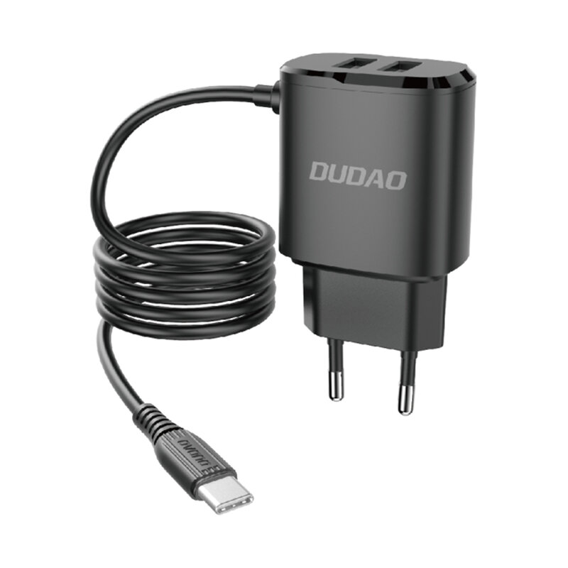 Incarcator Priza 2x USB Cu Cablu Type-C Dudao A2 Pro 2.4A 5V - Negru