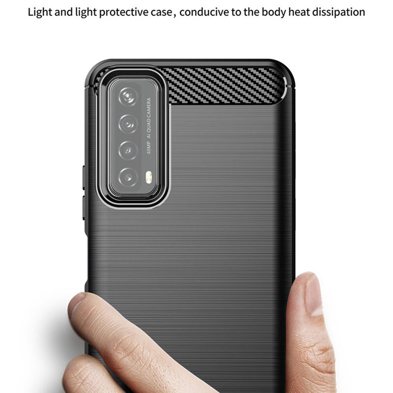 Husa Huawei P Smart 2021 Techsuit Carbon Silicone, negru