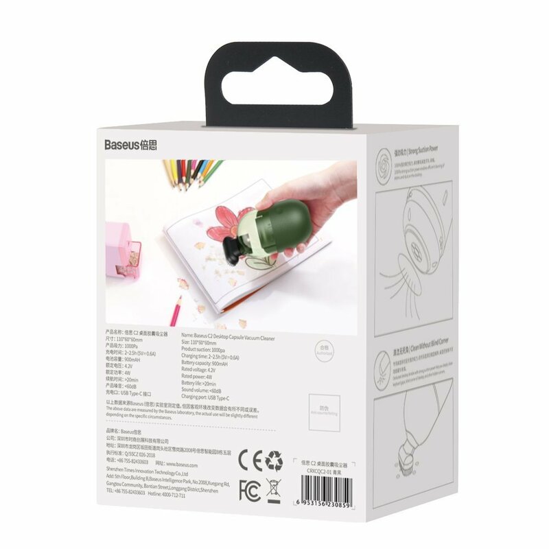 Mini Aspirator Birou Baseus C2 Cu Cablu De Incarcare Type-C - CRXCQC2-06 - Verde