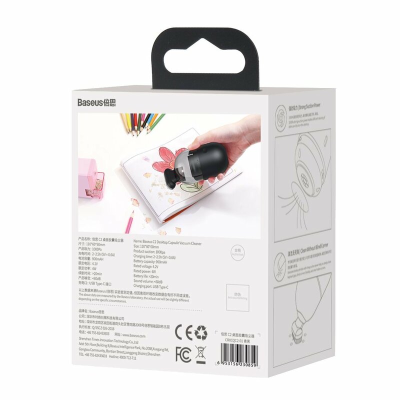 Mini Aspirator Birou Baseus C2 Cu Cablu De Incarcare Type-C - CRXCQC2-01 - Negru
