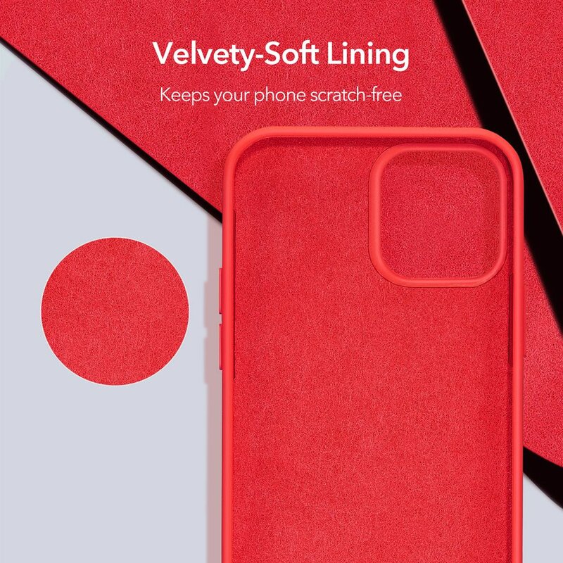 Husa iPhone 12 mini ESR Cloud Flexibila Din Silicon Si Microfibra - Rosu