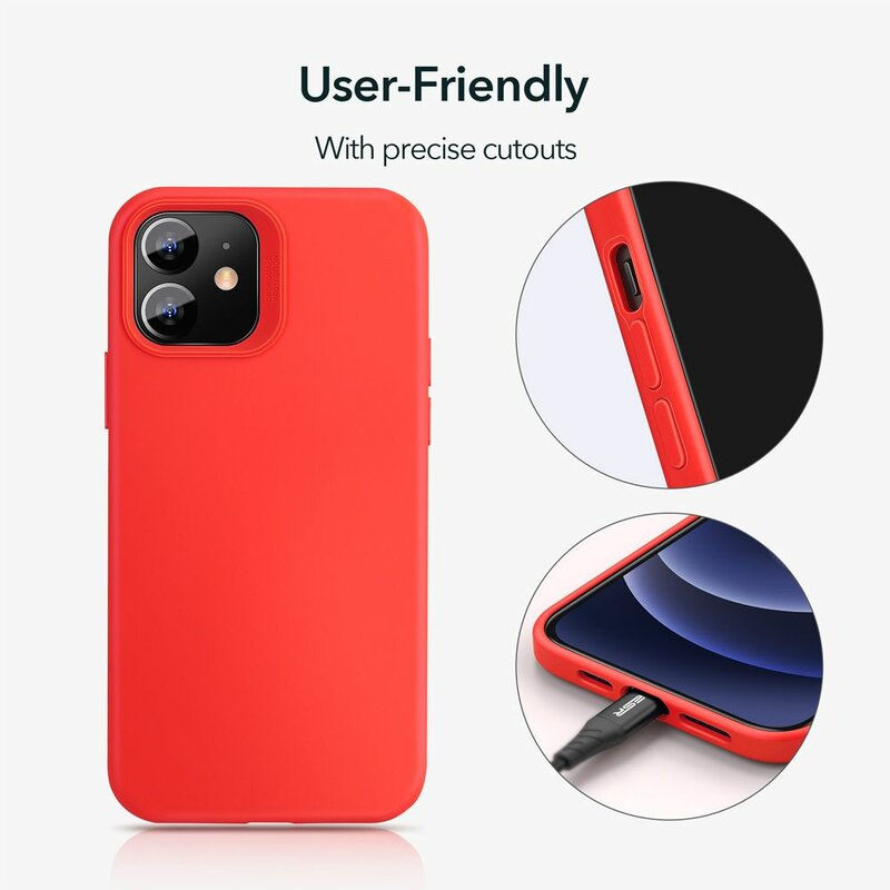 Husa iPhone 12 mini ESR Cloud Flexibila Din Silicon Si Microfibra - Rosu