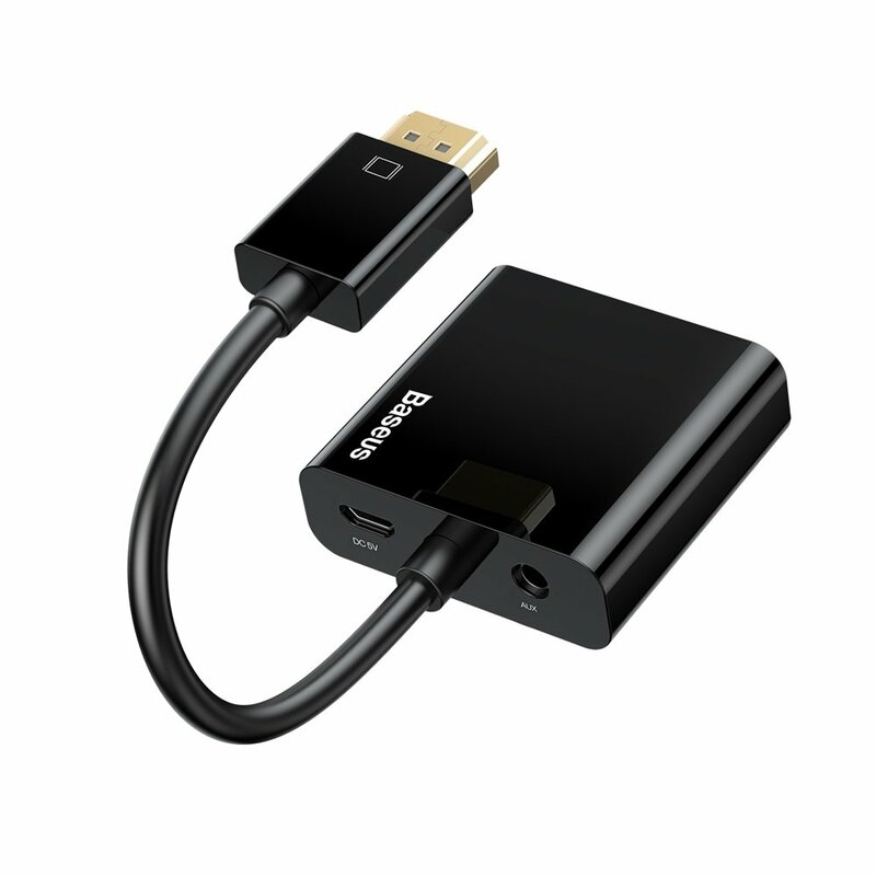 Adaptor HDMI La VGA Cu Micro-USB, AUX Audio 3.5mm Baseus - CAHUB-AH01 - Negru