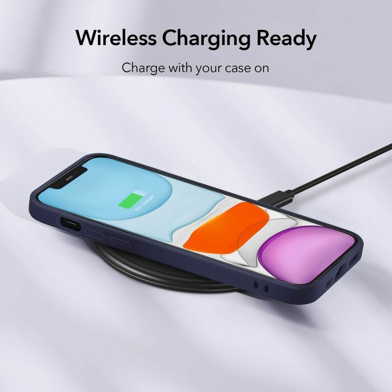 Husa iPhone 12 Pro Max ESR Cloud Flexibila Din Silicon Si Microfibra - Bleumarin