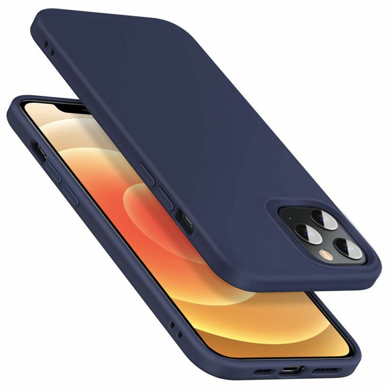 Husa iPhone 12 Pro Max ESR Cloud Flexibila Din Silicon Si Microfibra - Bleumarin