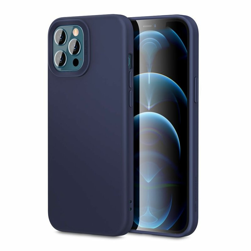 Husa iPhone 12 Pro Max ESR Cloud Flexibila Din Silicon Si Microfibra - Bleumarin