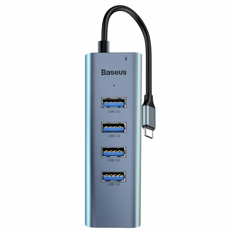 Hub Adaptor Type-C la 4x USB 3.0, USB-C PD Baseus 3A 60W - CAHUB-Q0G - Gri