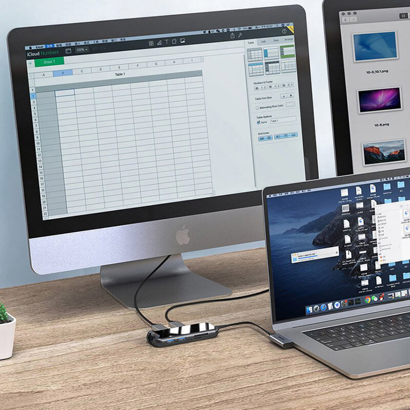 Hub Adaptor 2x Type-C La 2x HDMI, 2x USB, SD/ TF, PD, RJ45 Baseus - CAHUB-FZ0G - Gri 