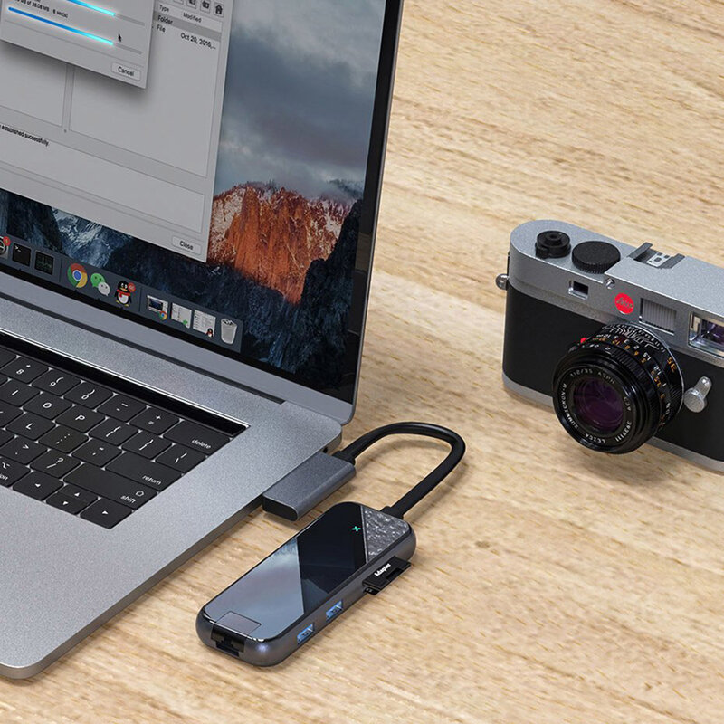 Hub Adaptor 2x Type-C La 2x HDMI, 2x USB, SD/ TF, PD, RJ45 Baseus - CAHUB-FZ0G - Gri 