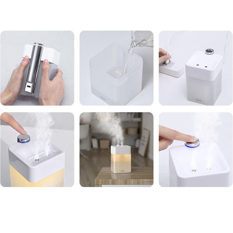 Umidificator Purificator Aer Difuzor Aromaterapie Baseus 1A 3W - DHSG-B02 - Alb