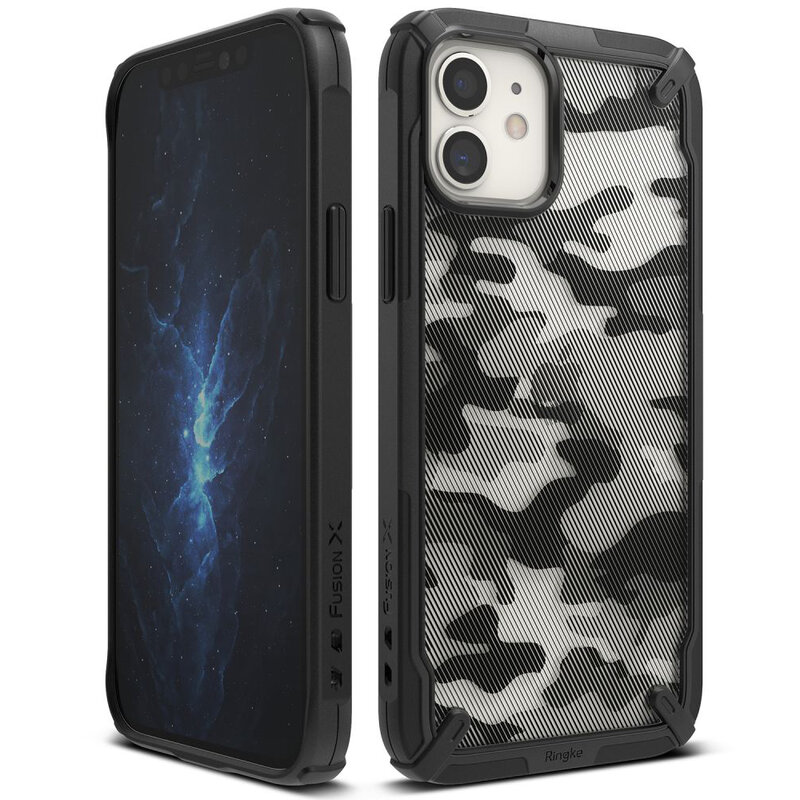 Husa iPhone 12 mini Ringke Fusion X Design - Camo Black