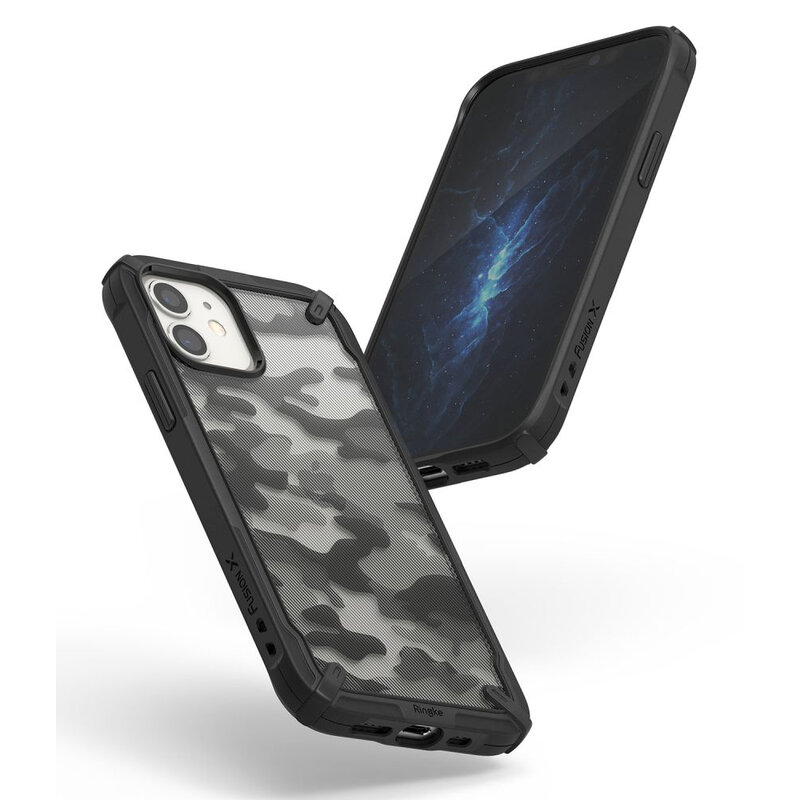 Husa iPhone 12 mini Ringke Fusion X Design - Camo Black