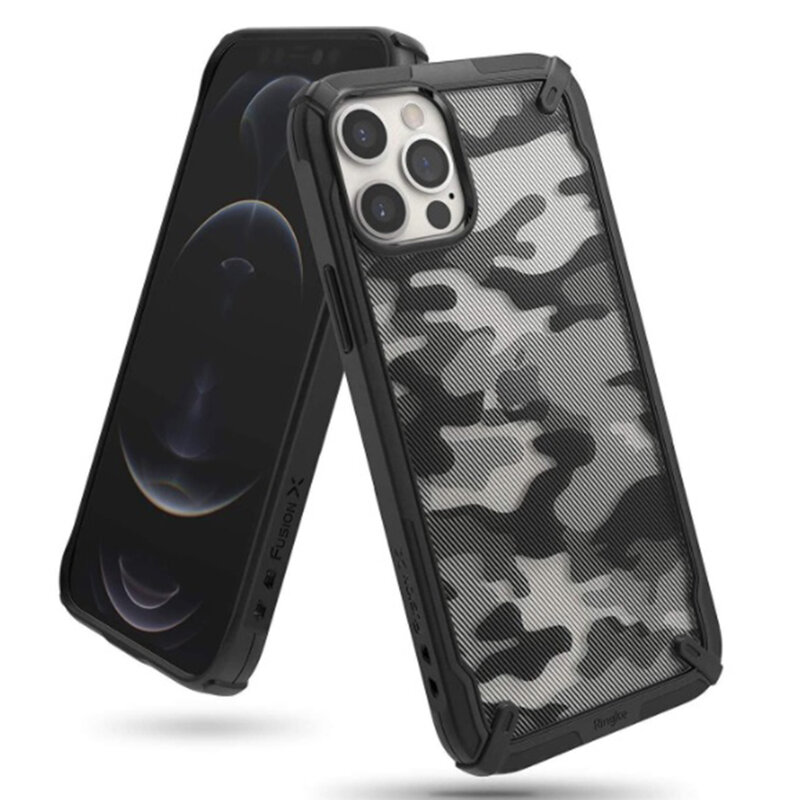 Husa iPhone 12 Pro Ringke Fusion X Design - Camo Black