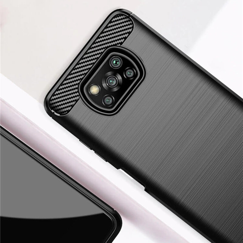 Husa Xiaomi Poco X3 Techsuit Carbon Silicone, negru