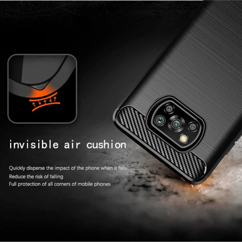 Husa Xiaomi Poco X3 Techsuit Carbon Silicone, negru