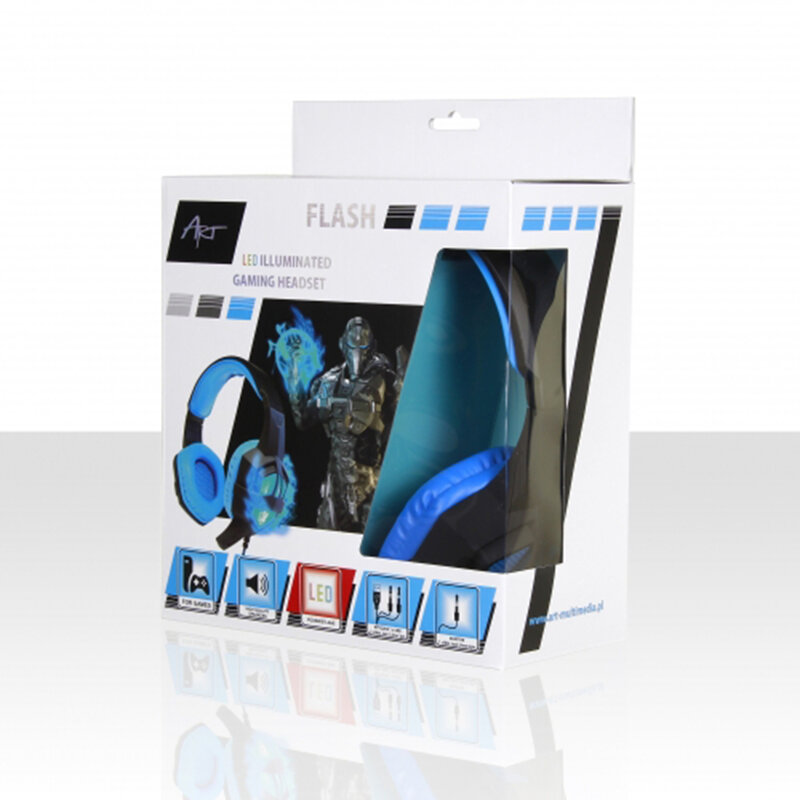 Casti On-Ear Gaming Cu Telecomanda Pe Cablu USB, Jack Si Microfon ART Flash - Negru