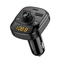 Incarcator auto Ugreen, modulator FM, 2x USB, Type-C, afisaj digital, negru, 70717 