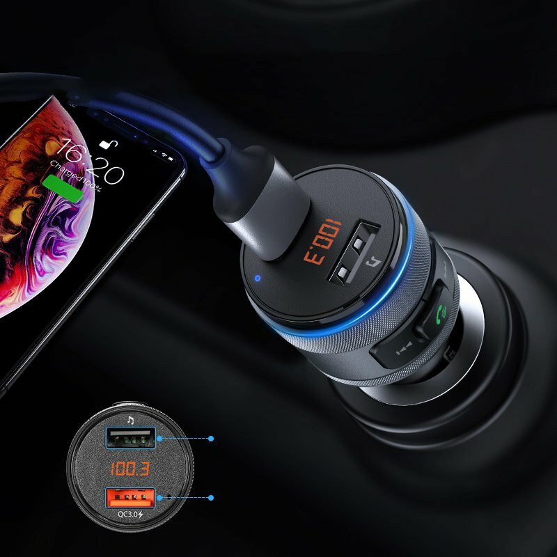 Incarcator auto Ugreen, modulator FM, 2x USB, wireless, negru, 60283 