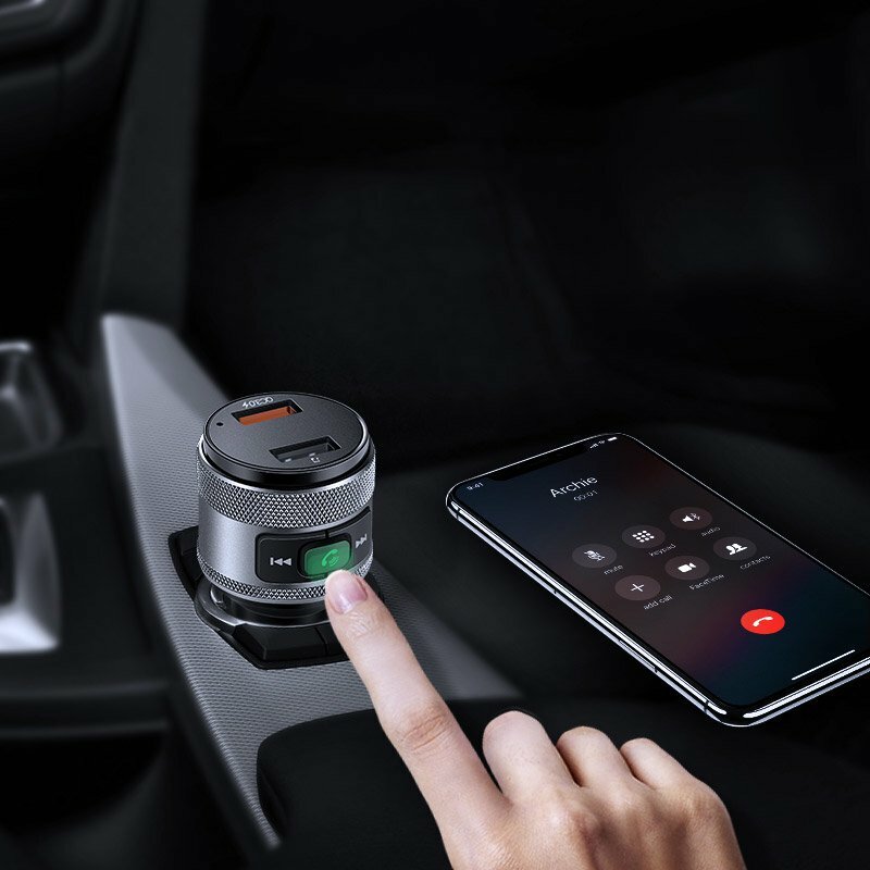 Incarcator auto Ugreen, modulator FM, 2x USB, wireless, negru, 60283 