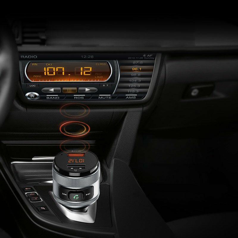 Incarcator auto Ugreen, modulator FM, 2x USB, wireless, negru, 60283 