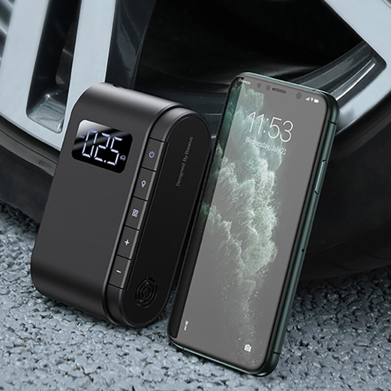 Compresor Auto Baseus, Pompa Electrica, Afisaj LED, Baterie 4000mAh - CRCQB03-01 - Negru