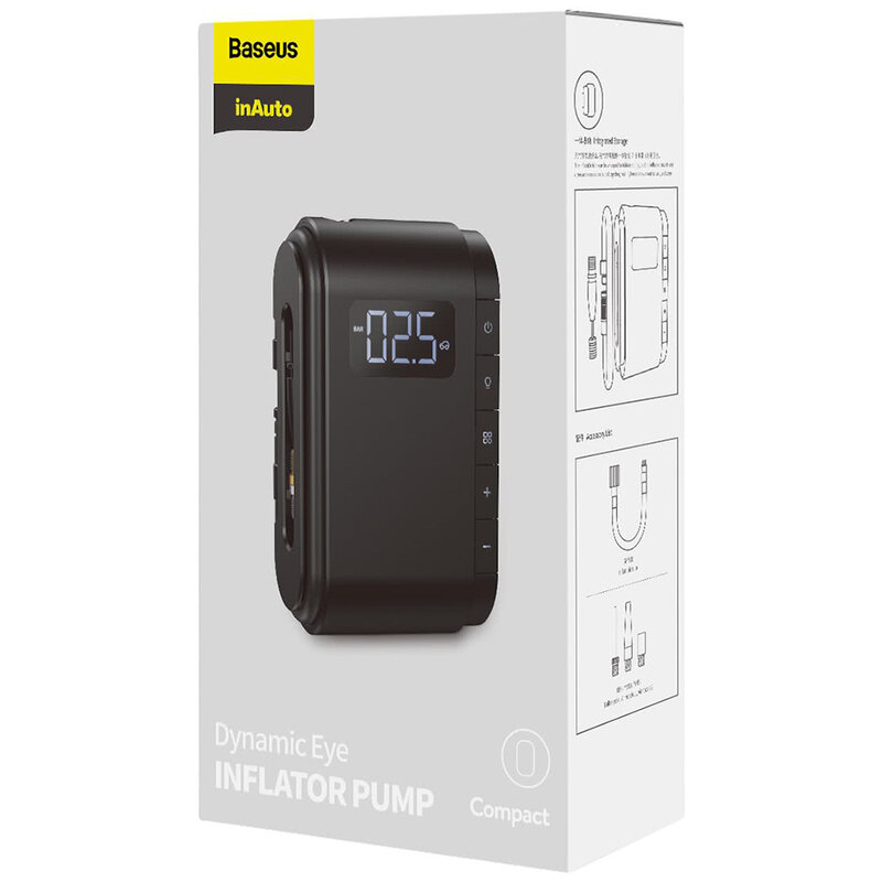 Compresor Auto Baseus, Pompa Electrica, Afisaj LED, Baterie 4000mAh - CRCQB03-01 - Negru
