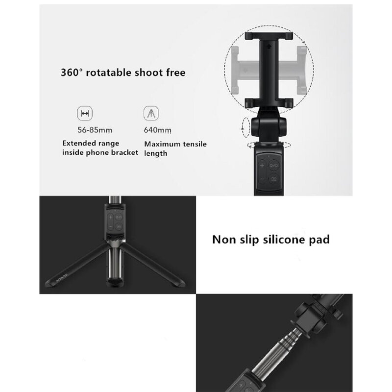 Suport Selfie Stick Huawei Original, Tripod Cu Telecomanda - CF15-Pro - Negru
