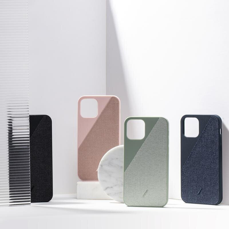 Husa iPhone 12 Native Union Clic Canvas Din Material Textil - Roz