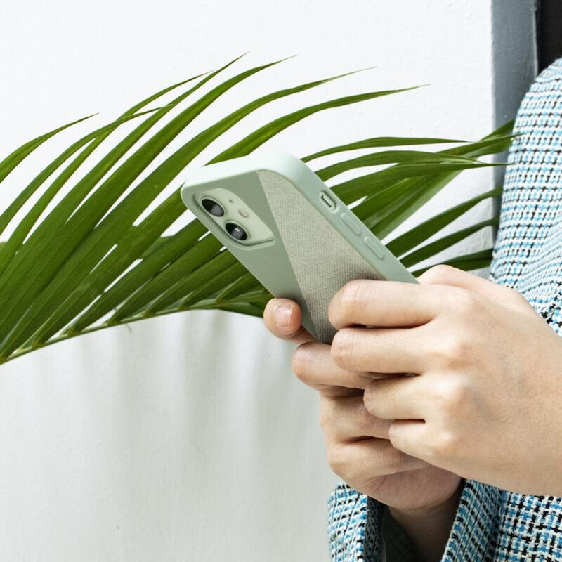 Husa iPhone 12 Native Union Clic Canvas Din Material Textil - Verde