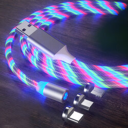 Cablu de Incarcare 3in1 Techsuit Light UP Fantasy Magnetic 1m, alb