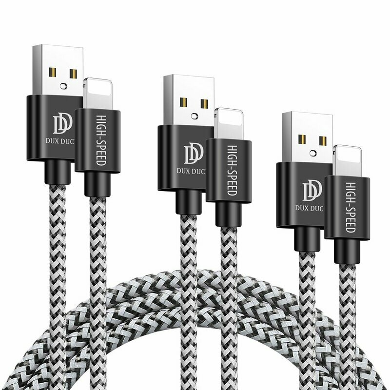 [Pachet 5x] Cablu De Date Dux Ducis K-one Lightning 2A, 1m, 2m, 3m - Negru