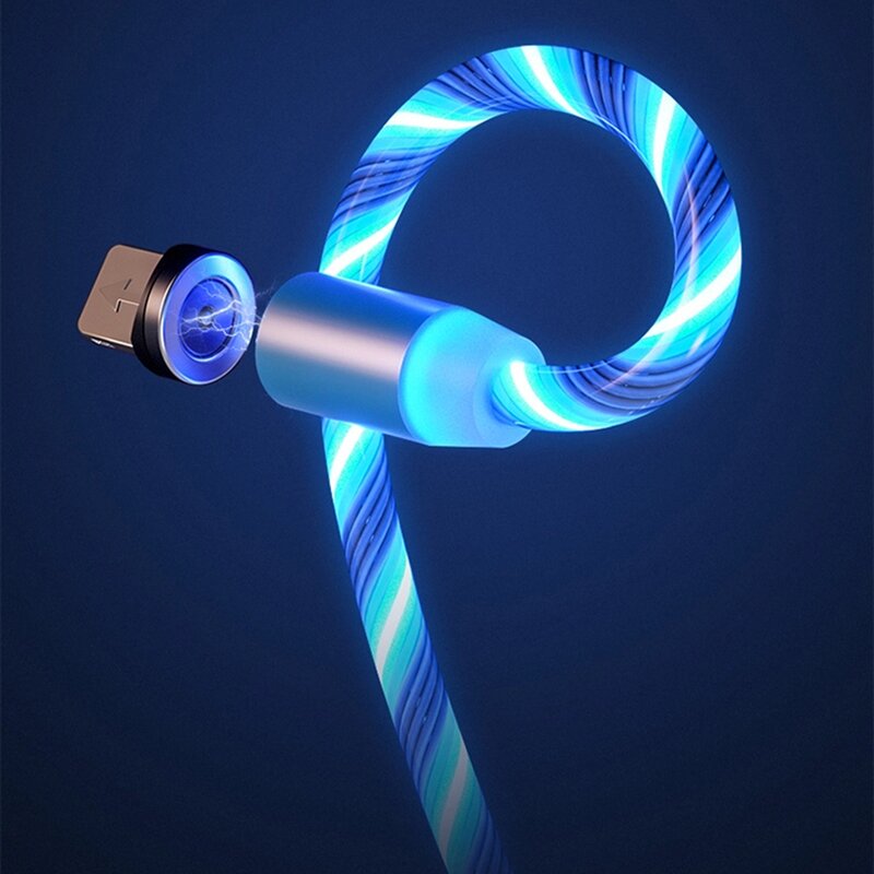 Cablu de Incarcare 3in1 Techsuit Light UP Fantasy Magnetic 1m, albastru