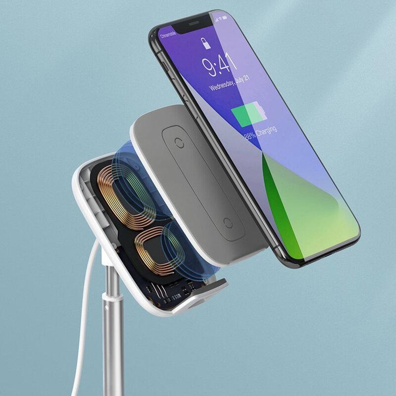 Suport Birou Baseus Cu Incarcare Wireless Pentru Telefon 15V - SUWY-D0R - Roz