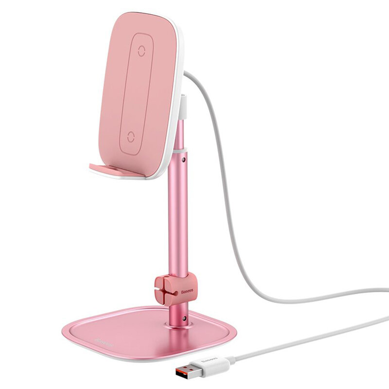 Suport Birou Baseus Cu Incarcare Wireless Pentru Telefon 15V - SUWY-D0R - Roz