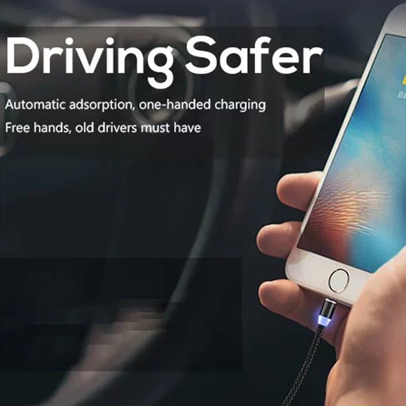 Cablu De Incarcare Mobster 3in1 Magnetic LED, Fast Charge, 1m - MC-001 - Negru