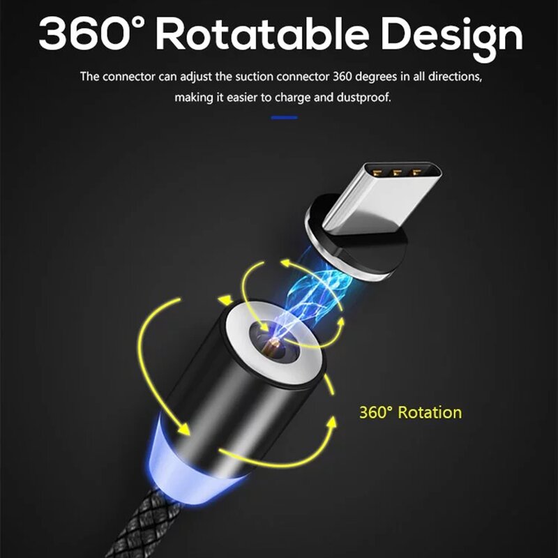 Cablu De Incarcare Mobster 3in1 Magnetic LED, Fast Charge, 1m - MC-001 - Albastru