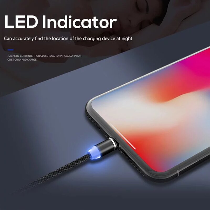 Cablu de incarcare Mobster 3in1 Magnetic LED, Fast Charge, 1m - MC-001 - Argintiu