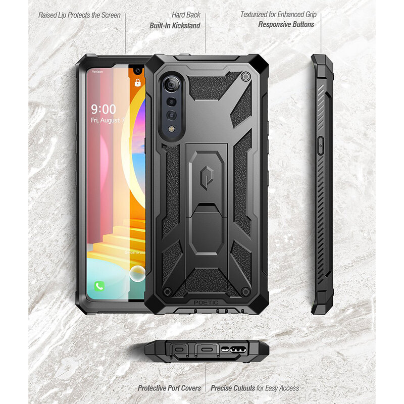 [Pachet 360°] Husa LG Velvet 5G Poetic Spartan + Folie Ecran - Negru