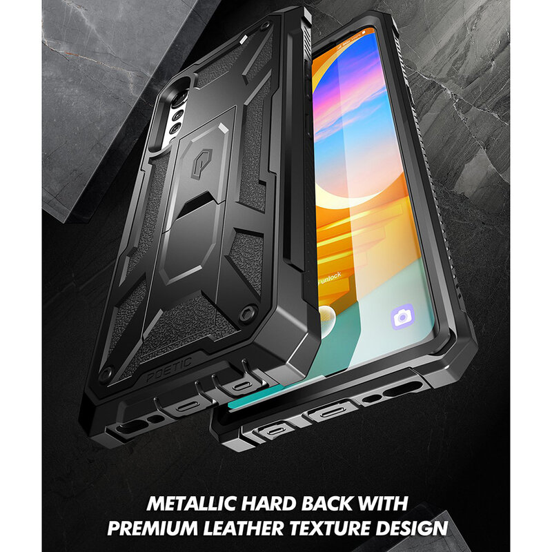 [Pachet 360°] Husa LG Velvet 5G Poetic Spartan + Folie Ecran - Negru