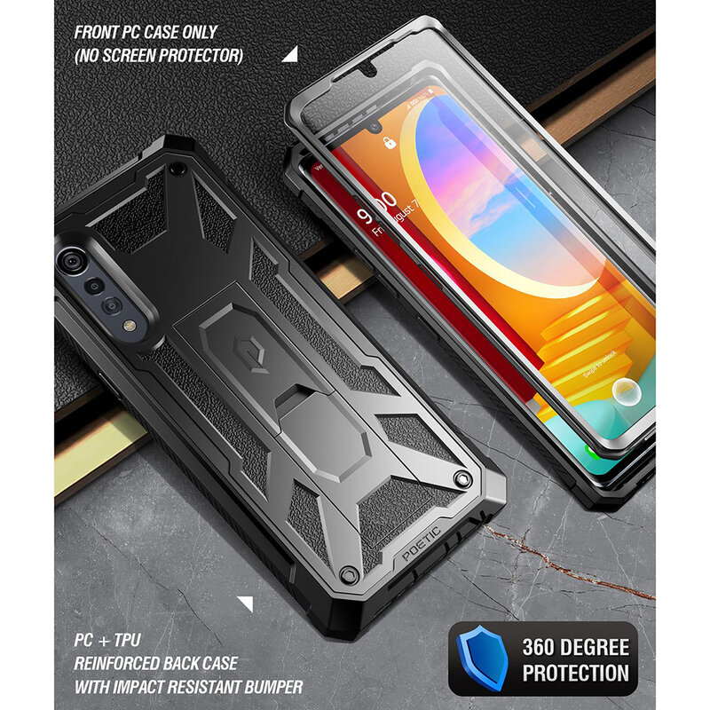 [Pachet 360°] Husa LG Velvet 5G Poetic Spartan + Folie Ecran - Negru