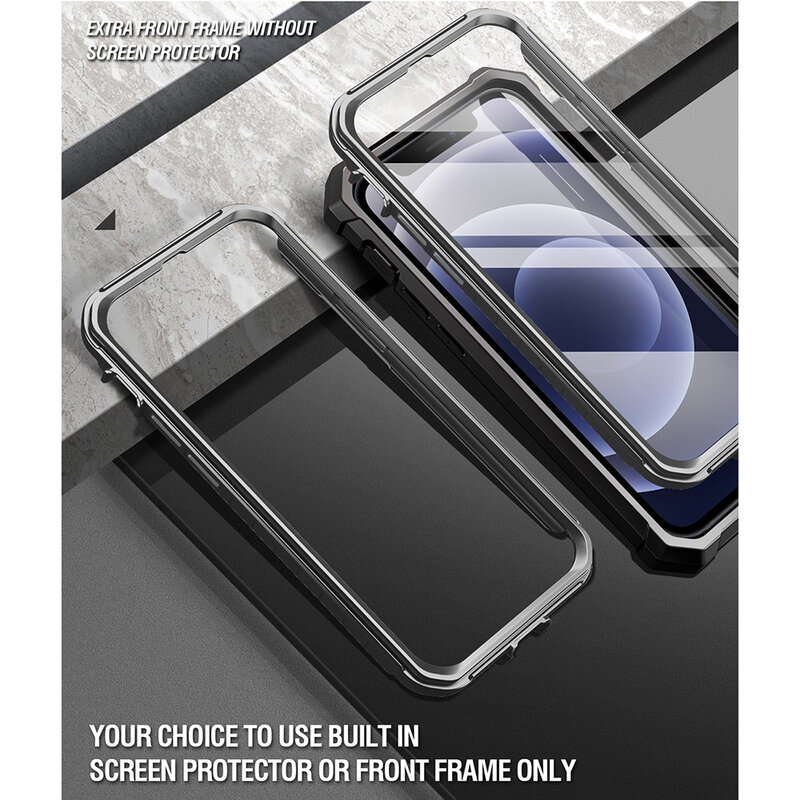 [Pachet 360°] Husa iPhone 12 mini Poetic Guardian + Folie Ecran - Negru