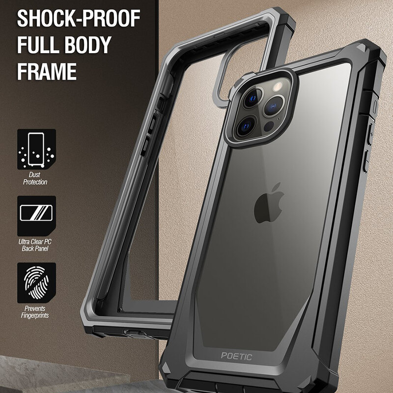 [Pachet 360°] Husa iPhone 12 Pro Max Poetic Guardian + Folie Ecran - Negru