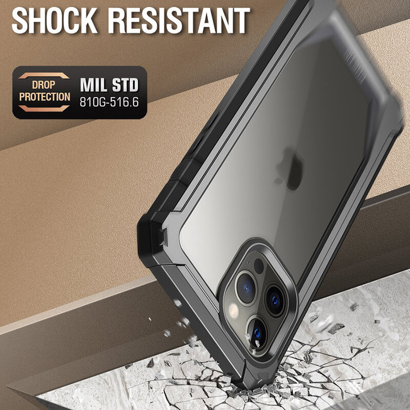 [Pachet 360°] Husa iPhone 12 Pro Max Poetic Guardian + Folie Ecran - Negru