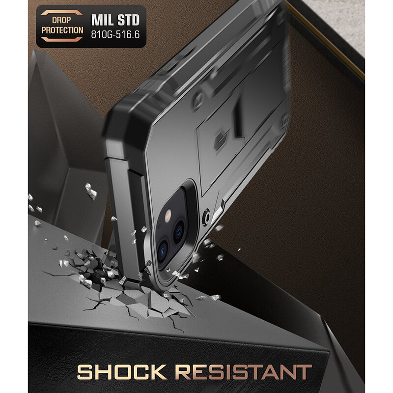 [Pachet 360°] Husa iPhone 12 mini Poetic Revolution + Folie Ecran - Negru