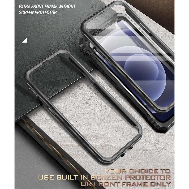 [Pachet 360°] Husa iPhone 12 mini Poetic Revolution + Folie Ecran - Negru