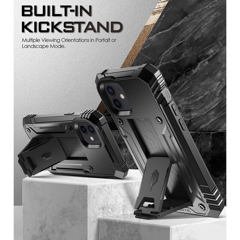 [Pachet 360°] Husa iPhone 12 mini Poetic Revolution + Folie Ecran - Negru