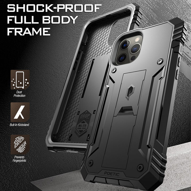 [Pachet 360°] Husa iPhone 12 Pro Max Poetic Revolution + Folie Ecran - Negru