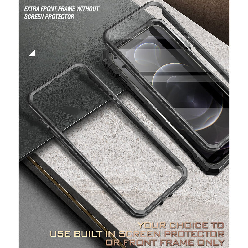 [Pachet 360°] Husa iPhone 12 Pro Max Poetic Revolution + Folie Ecran - Negru