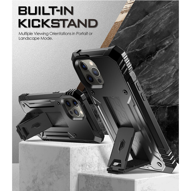 [Pachet 360°] Husa iPhone 12 Pro Max Poetic Revolution + Folie Ecran - Negru