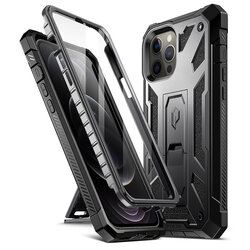 [Pachet 360°] Husa iPhone 12 Pro Max Poetic Spartan + Folie Ecran - Negru
